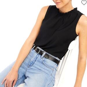 J. Crew Ruffleneck Sleeveless Top Black Size Small